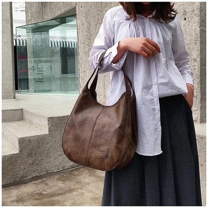 Damen Vintage Hobo Tasche aus weichem Kunstleder (3)
