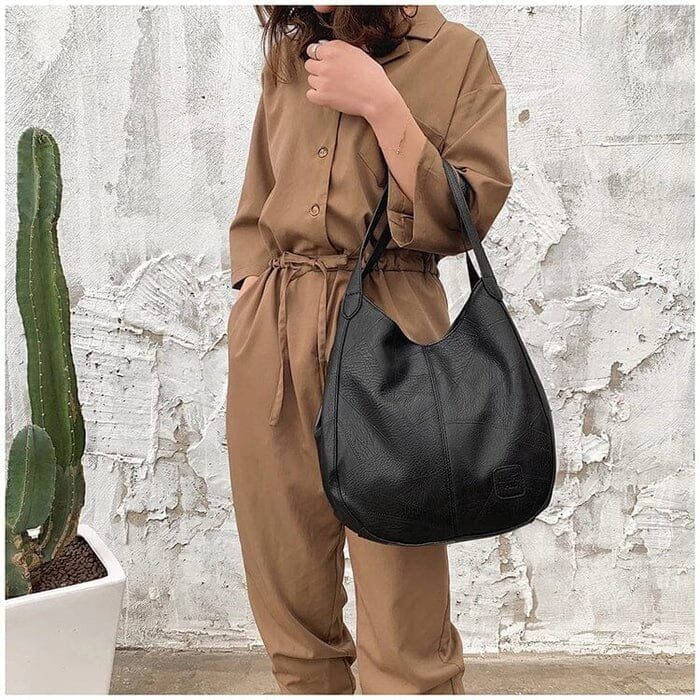 Damen Vintage Hobo Tasche aus weichem Kunstleder (5)