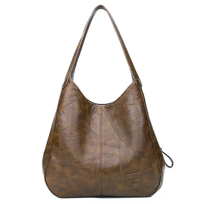 Damen Vintage Hobo Tasche aus weichem Kunstleder in Coffee