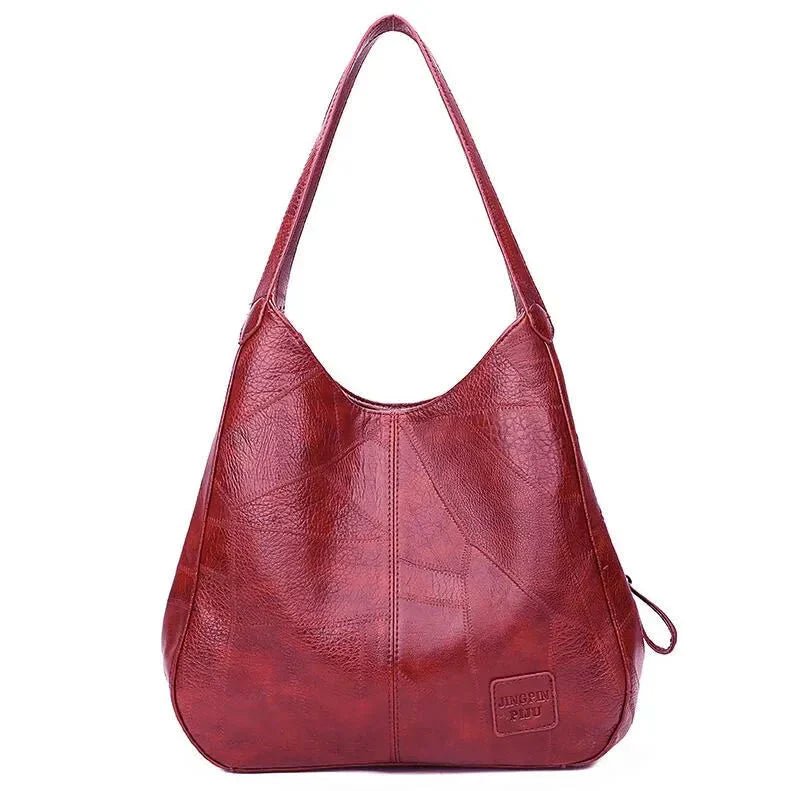 Damen Vintage Hobo Tasche aus weichem Kunstleder in Rot