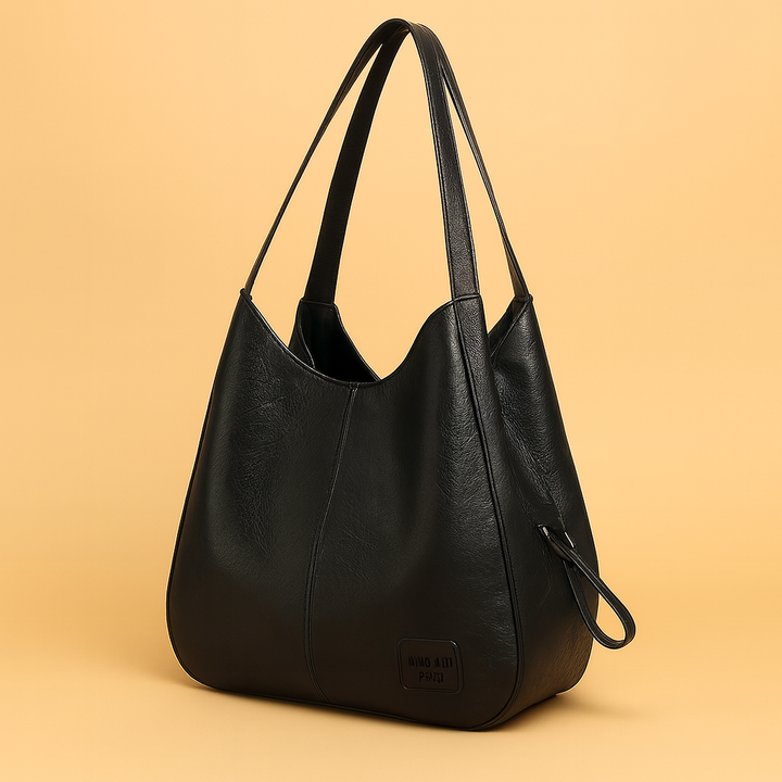 Damen Vintage Ledertasche mit Crossbody-Option in Schwarz