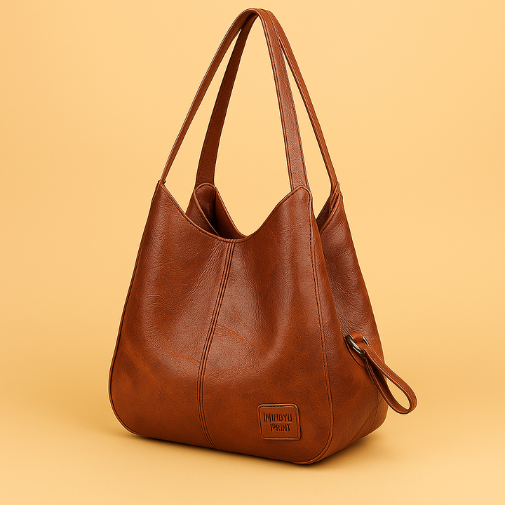 Damen Vintage Ledertasche mit Crossbody-Option in Winered