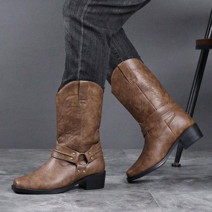 Damen Vintage Plateau Stiefel für Winter in Braun 2