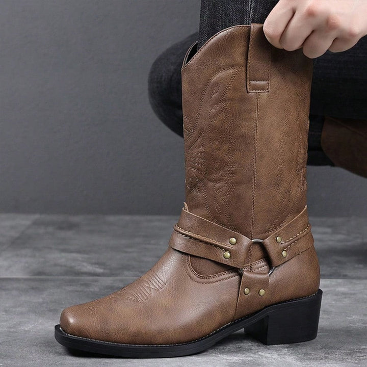 Damen Vintage Plateau Stiefel für Winter in Braun 4