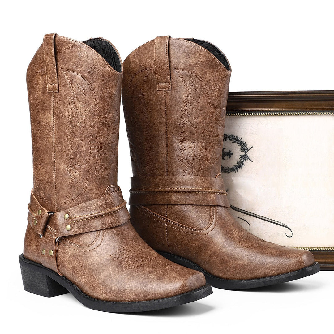 Damen Vintage Plateau Stiefel für Winter in Braun 5