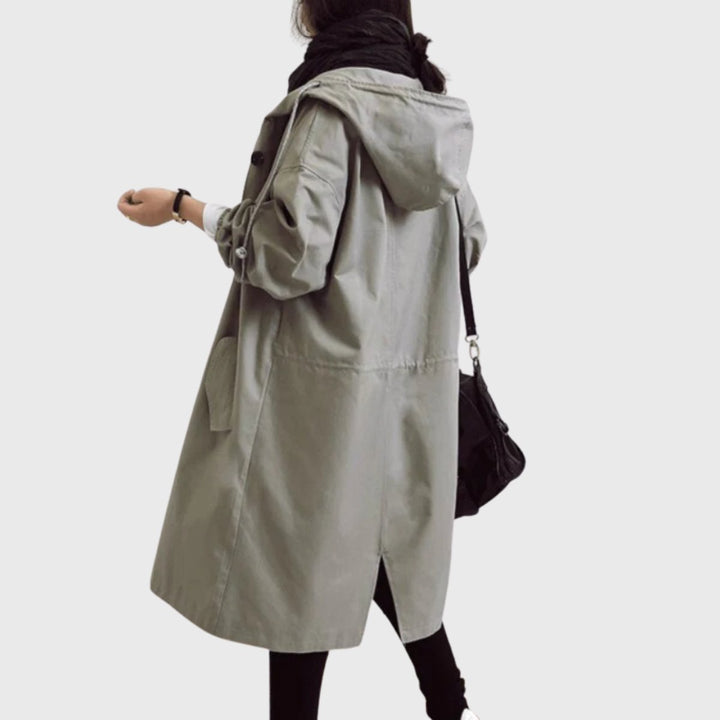 Damen wasserabweisender Trenchcoat mit verstellbarer Kapuze (7)