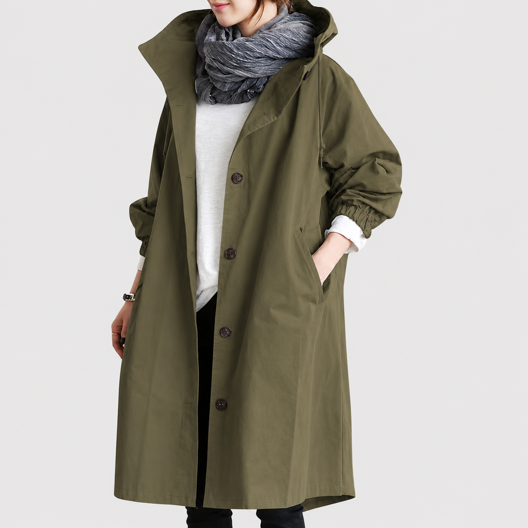 Damen Wasserdichte Jacke für den Herbst in Armeegrün