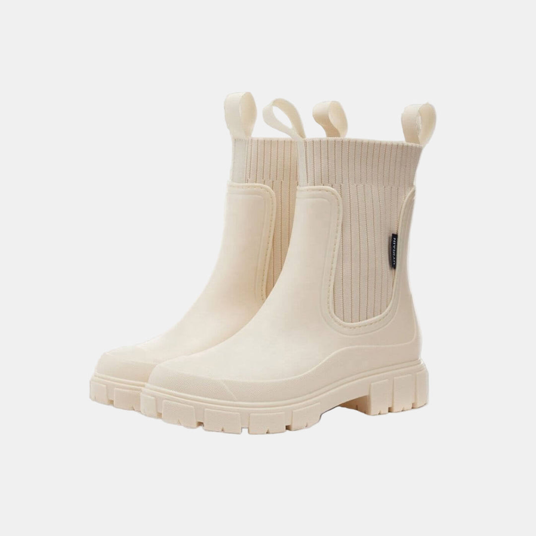 Damen Wasserdichte Rutschfeste Stiefel für Herbst in Off-White