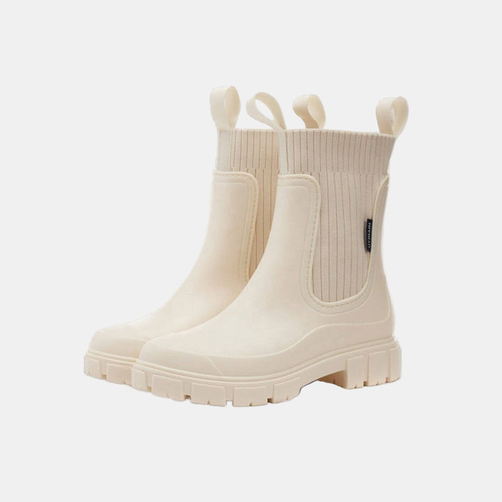 Damen Wasserdichte Rutschfeste Stiefel für Herbst in Off-White