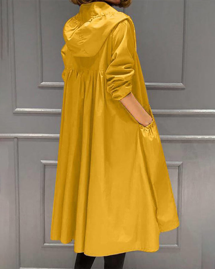 Damen Wasserdichter Trenchcoat für Herbst in Gelb