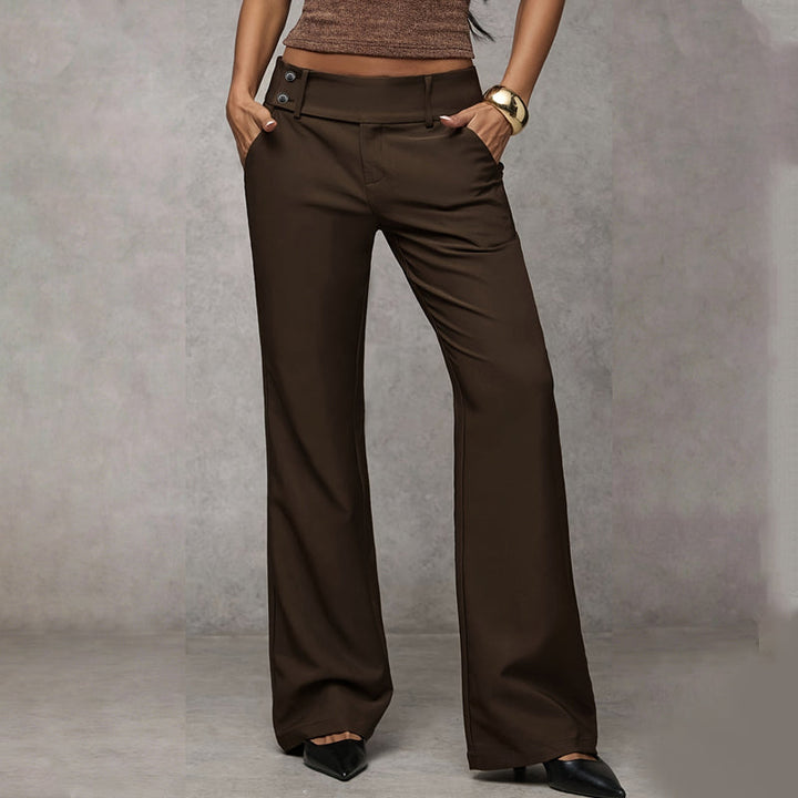 Damen Weisse Marlene-Hose mit hoher Taille in Braun