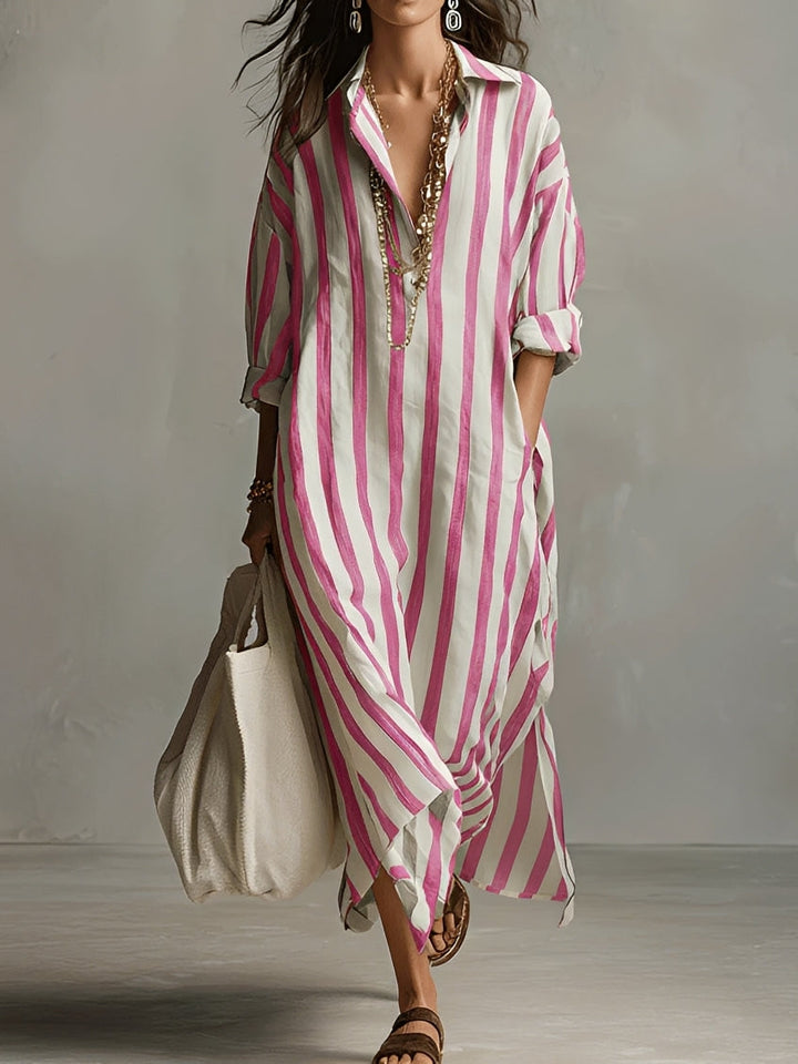 Damen Weit Geschnittenes Oversized Hemdblusenkleid in Rosa
