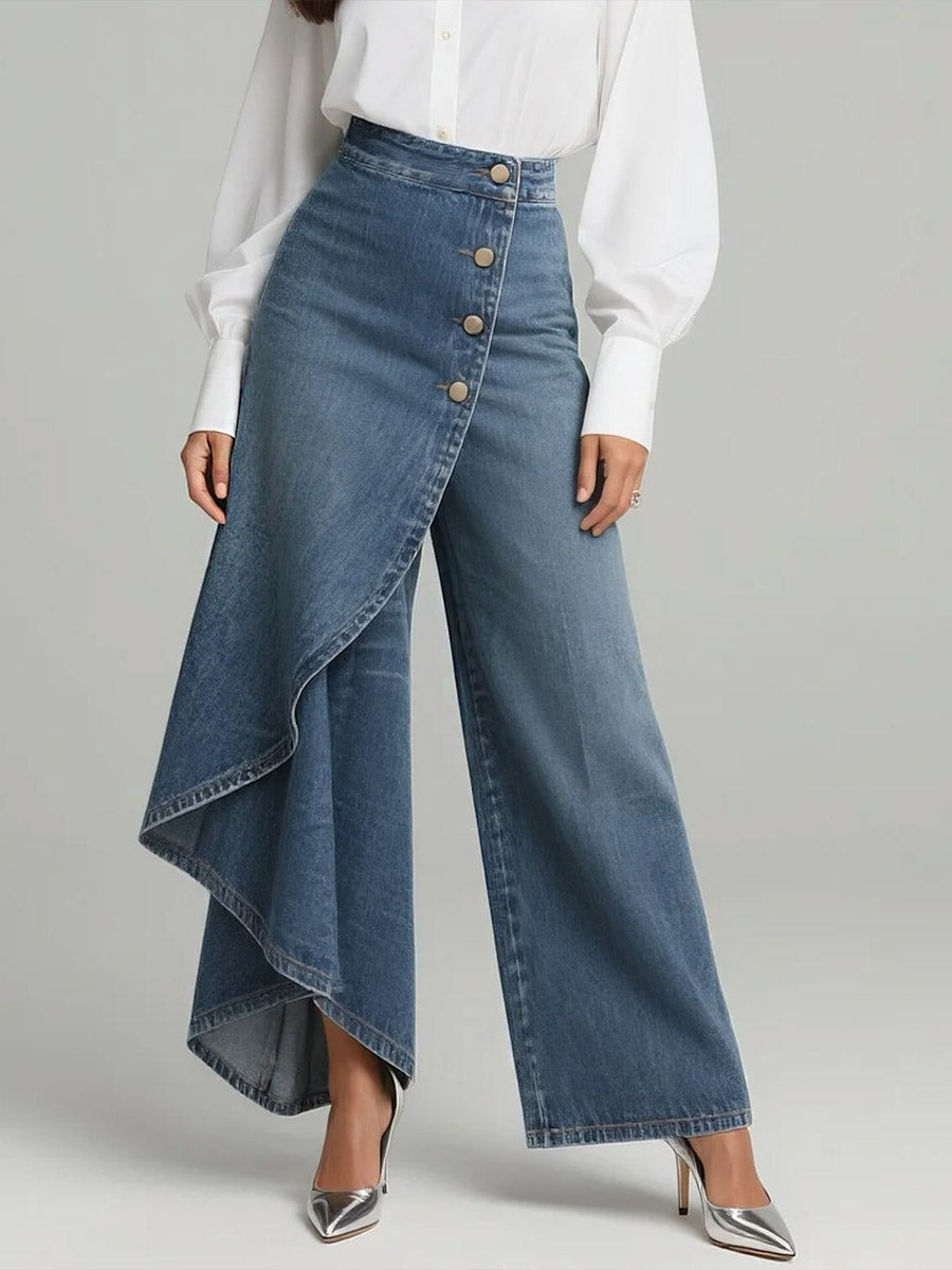 Damen Weite Jeans mit hoher Taille in Blau