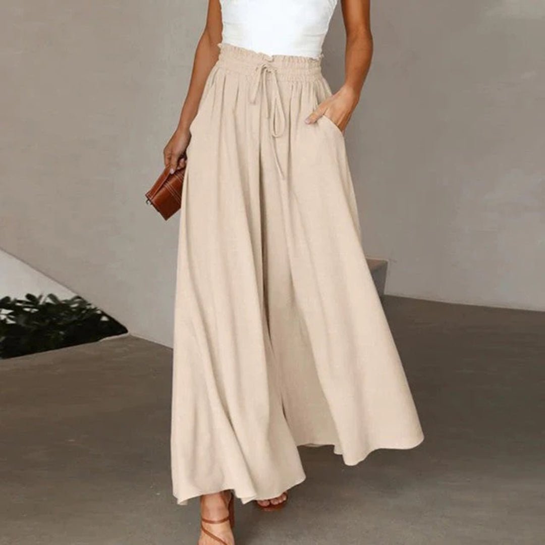 Damen Weite Leinenhosen in Beige