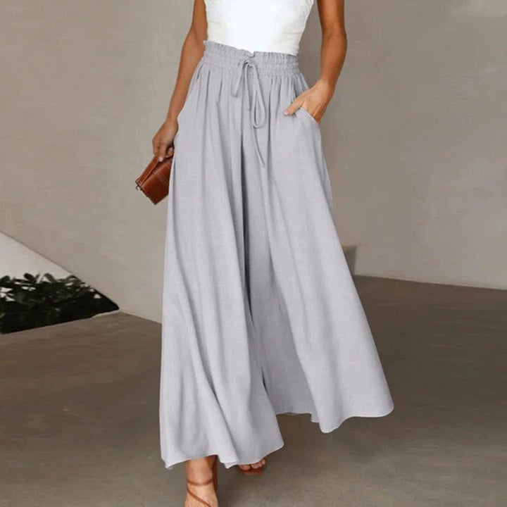 Damen Weite Leinenhosen in Grau