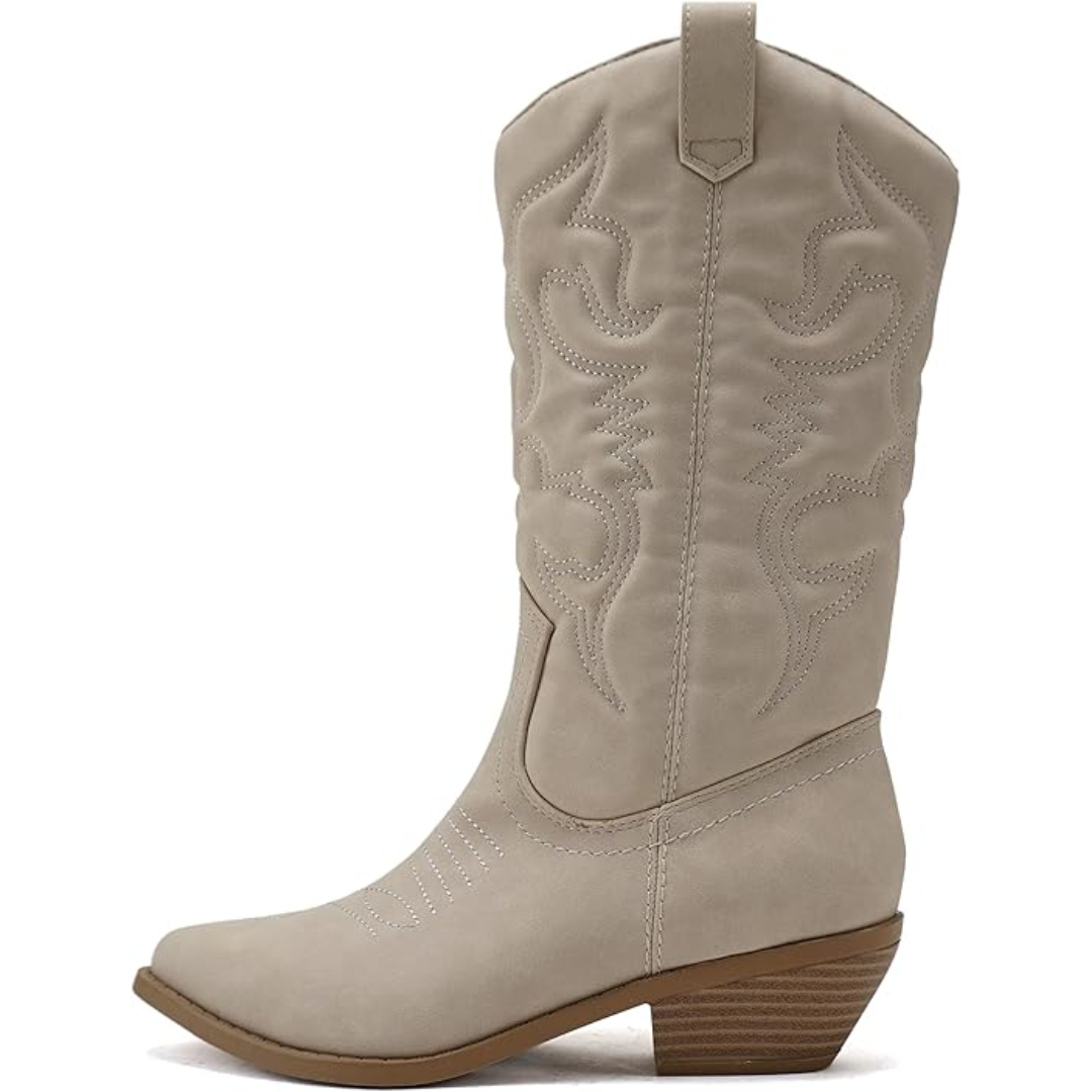 Damen Western Kniehohe Stiefel in Beige
