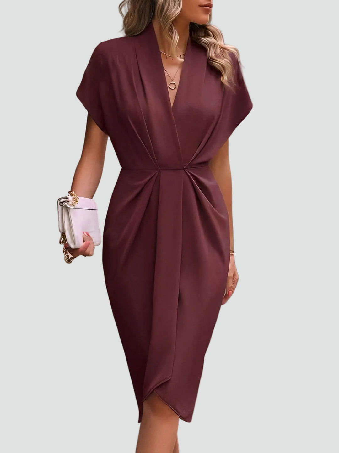 Damen Wickel-Midikleid für den Sommer (6)