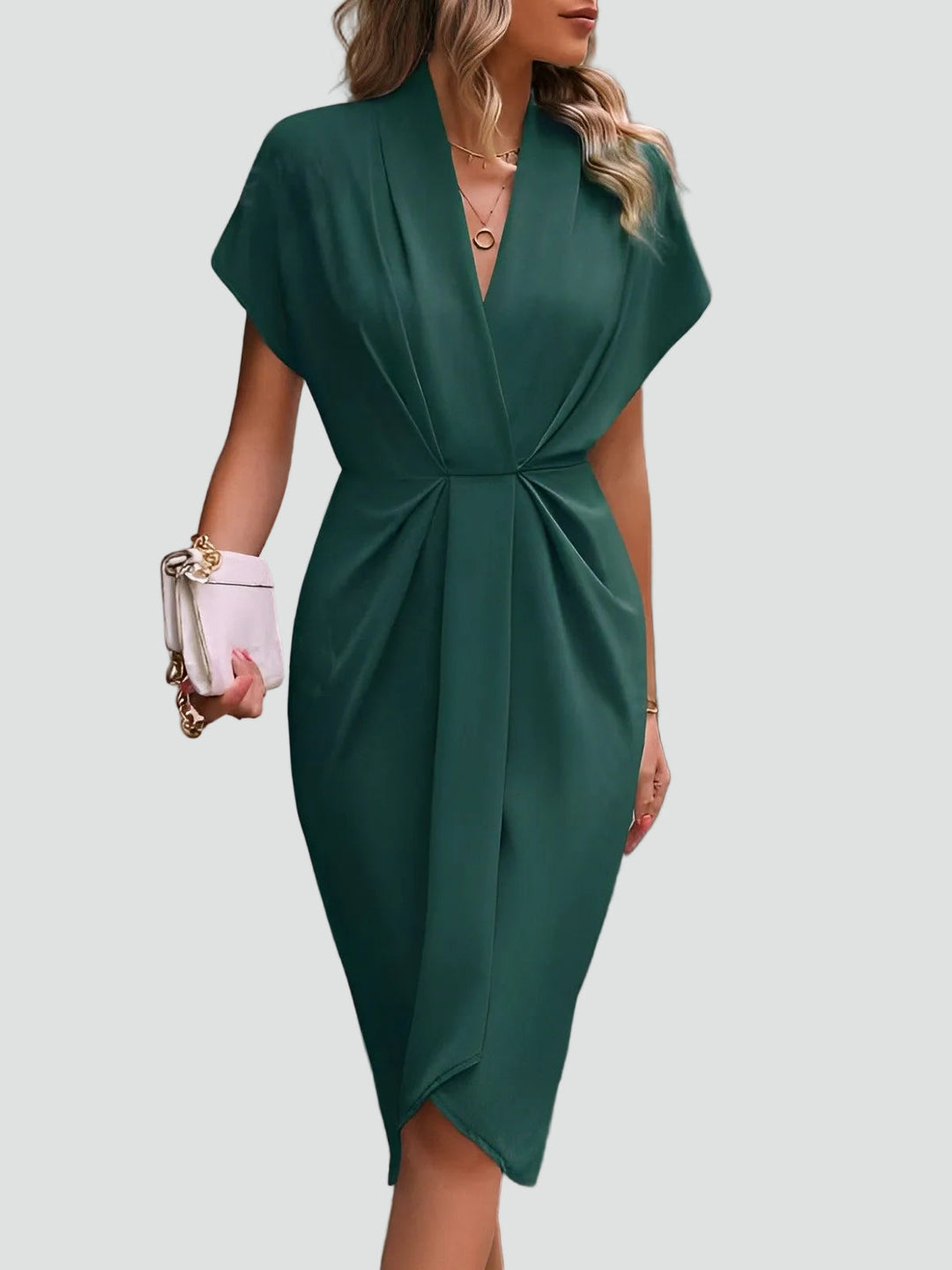 Damen Wickel-Midikleid für den Sommer in Donkergroen