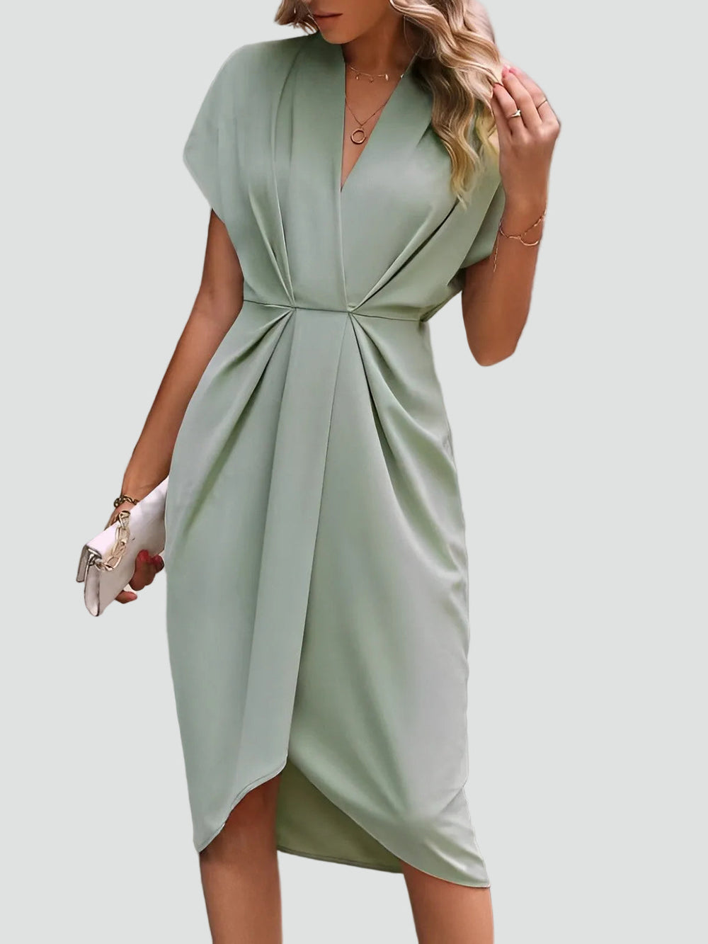 Damen Wickel-Midikleid für den Sommer in Lichtgroen