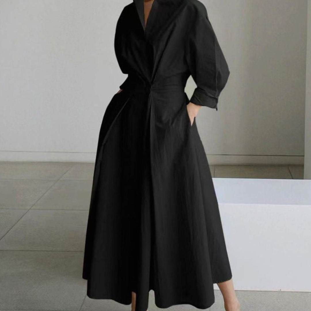 Damen Wickelbluse Maxilänge für festliche Anlässe in Schwarz