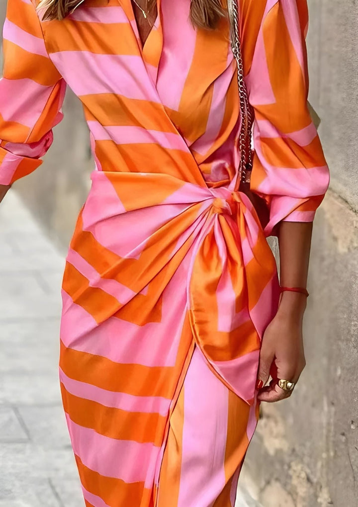 Damen Wickelkleid mit Muster für Herbsthochzeiten (6)