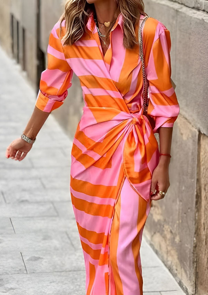 Damen Wickelkleid mit Muster für Herbsthochzeiten (8)