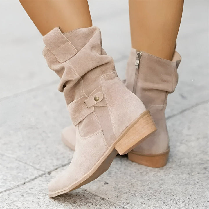 Damen Wildleder-Stiefeletten für den Alltag in Beige
