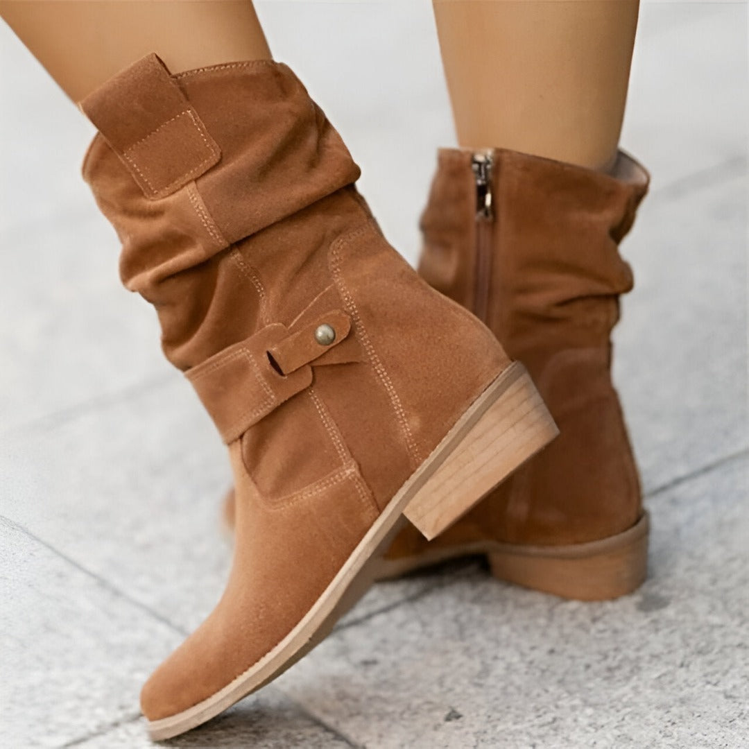 Damen Wildleder-Stiefeletten für den Alltag in Braun