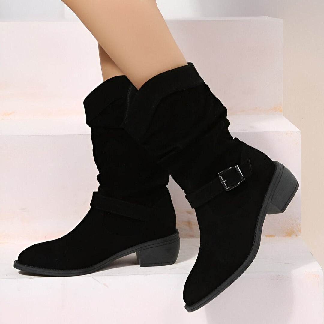 Damen Wildleder-Stiefeletten für den Alltag in Schwarz