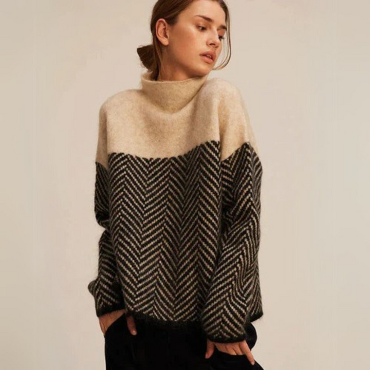Damen Winter Rollkragen Pullover in Beige
