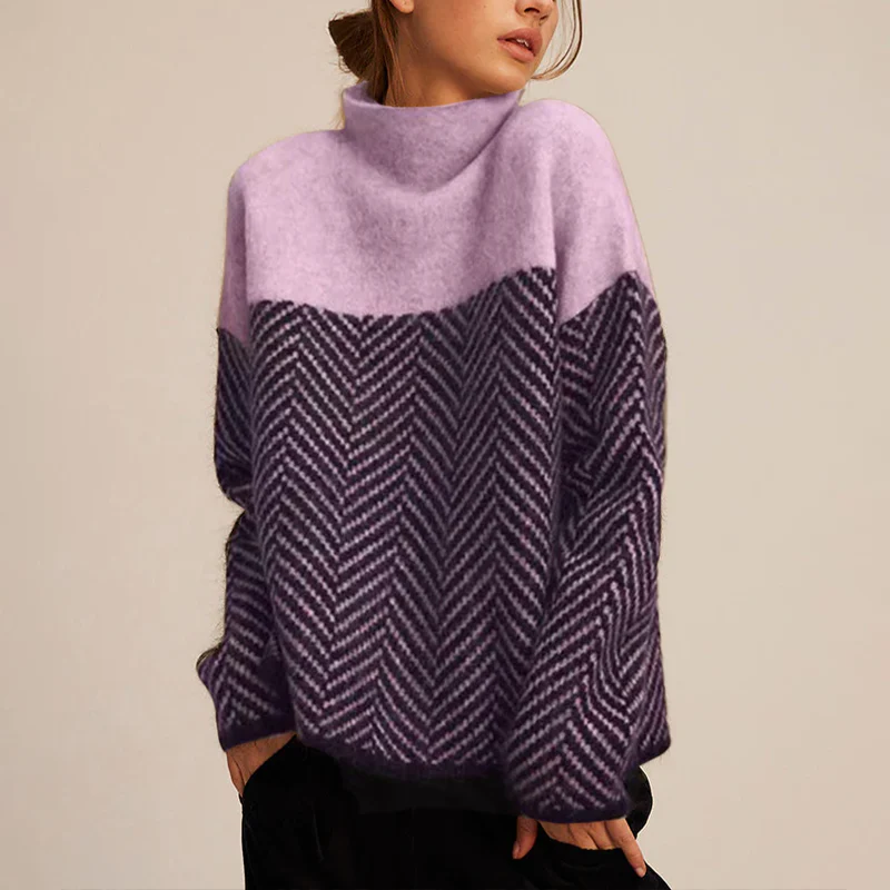 Damen Winter Rollkragen Pullover in Lila