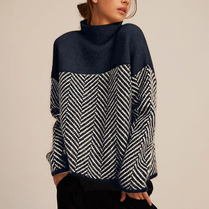 Damen Winter Rollkragen Pullover in Marineblau