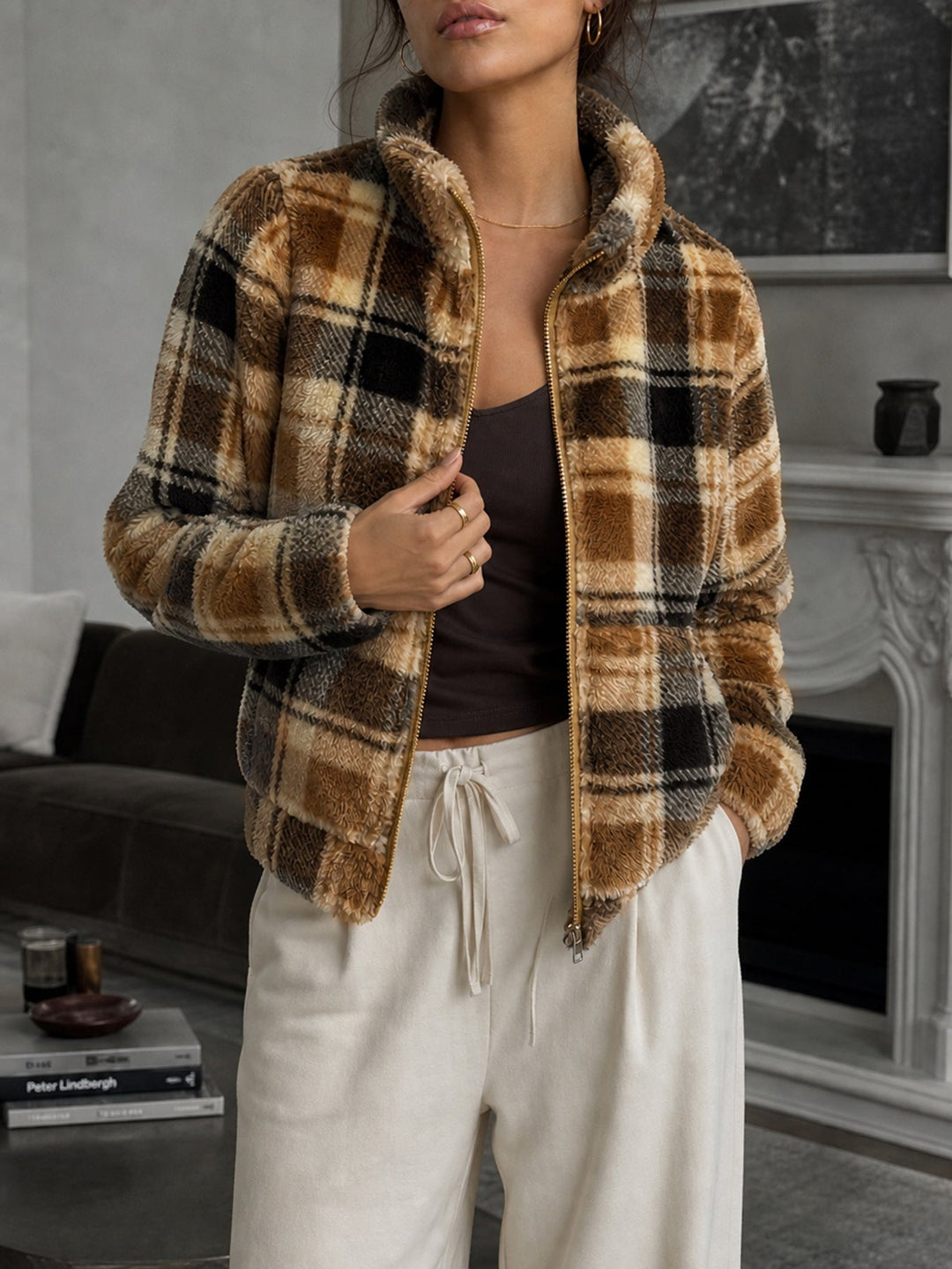 Damen Winterjacke aus Fleece mit hohem Kragen (4)