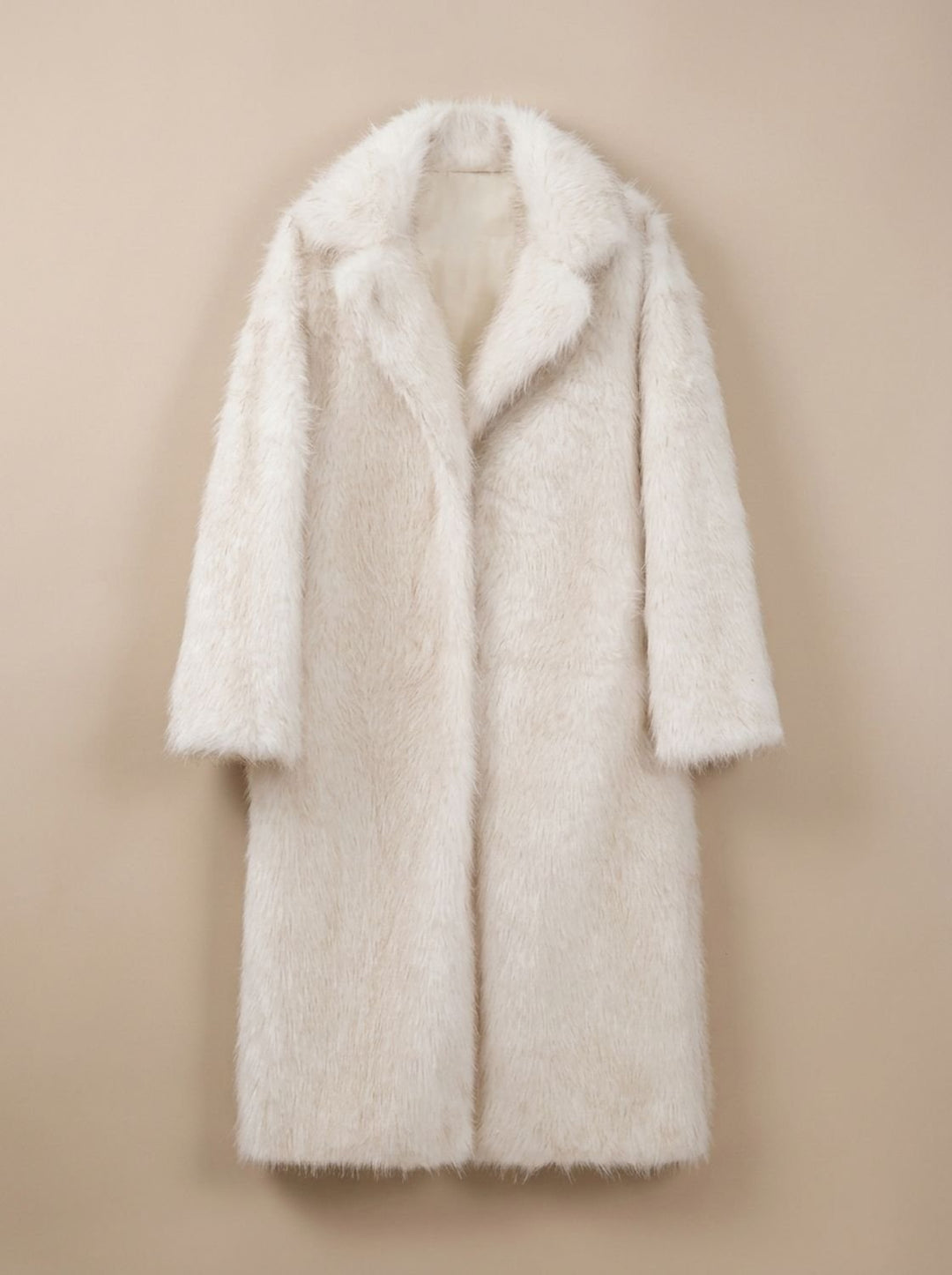 Damen Winterjacke aus Imitationsbont Maxi-Länge in Lichtbruin