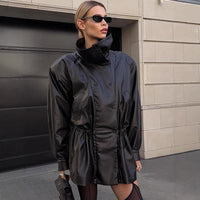 Charlotte | Damen Winterjacke aus Kunstleder mit Stehkragen