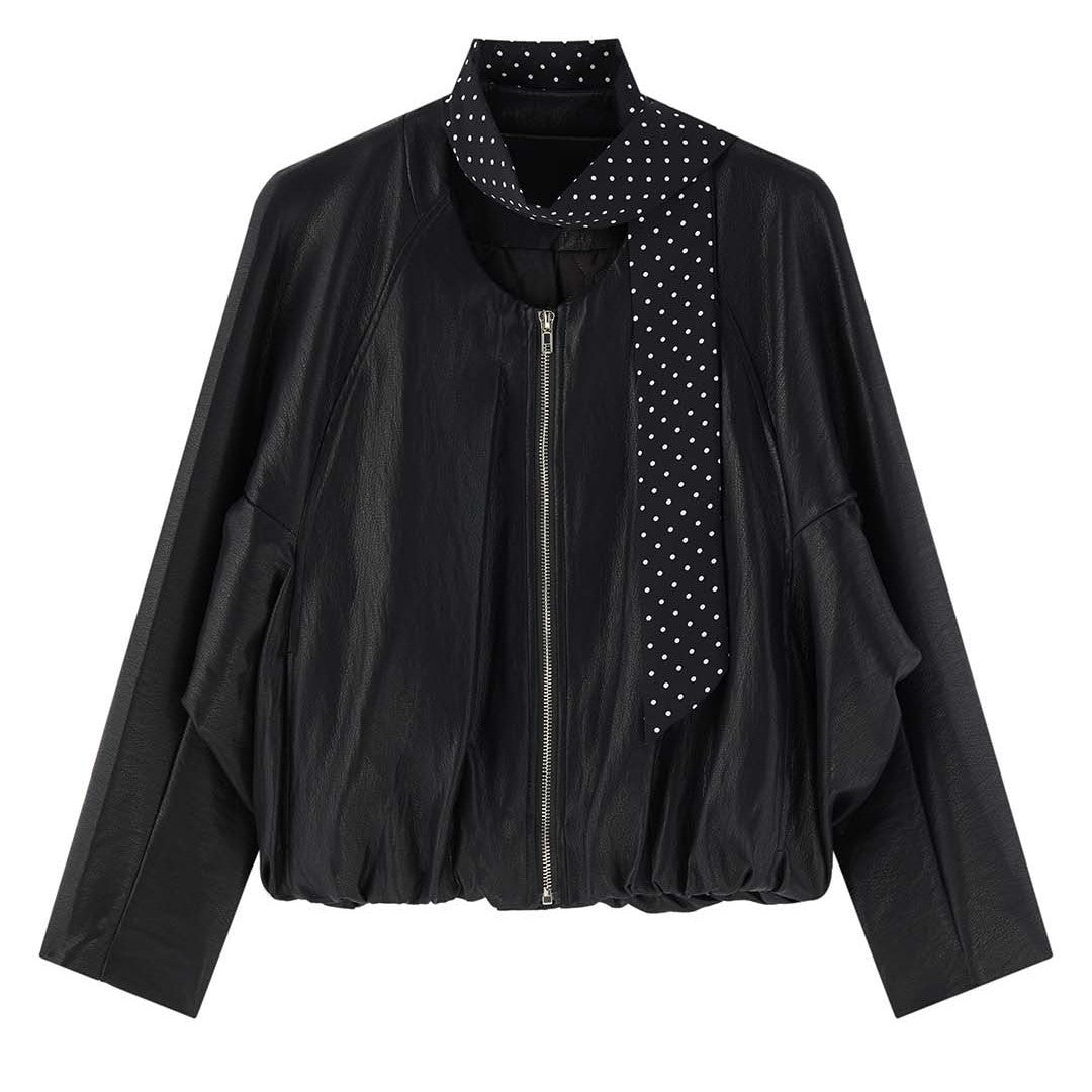 Damen Winterjacke aus Leder im Bomberstil (5)