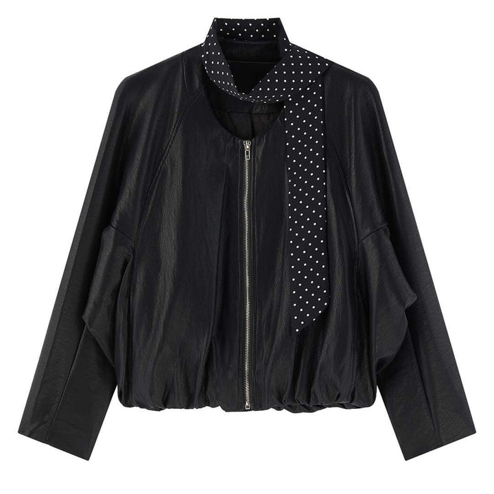 Damen Winterjacke aus Leder im Bomberstil (5)