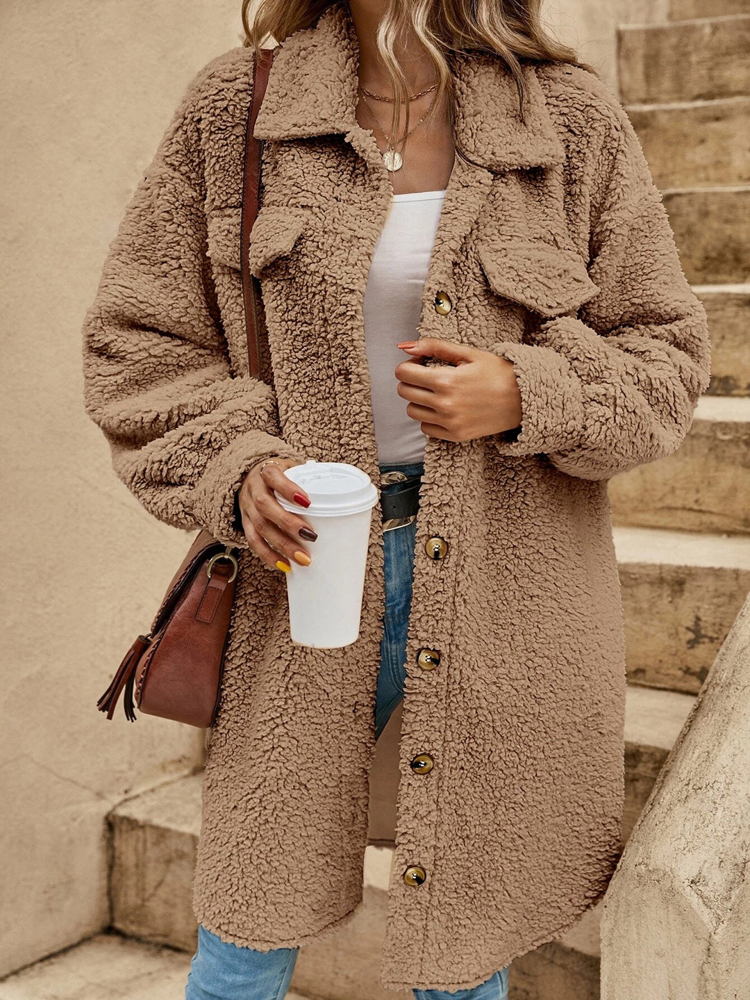 Damen Winterjacke aus Teddyplüsch, lang (12)