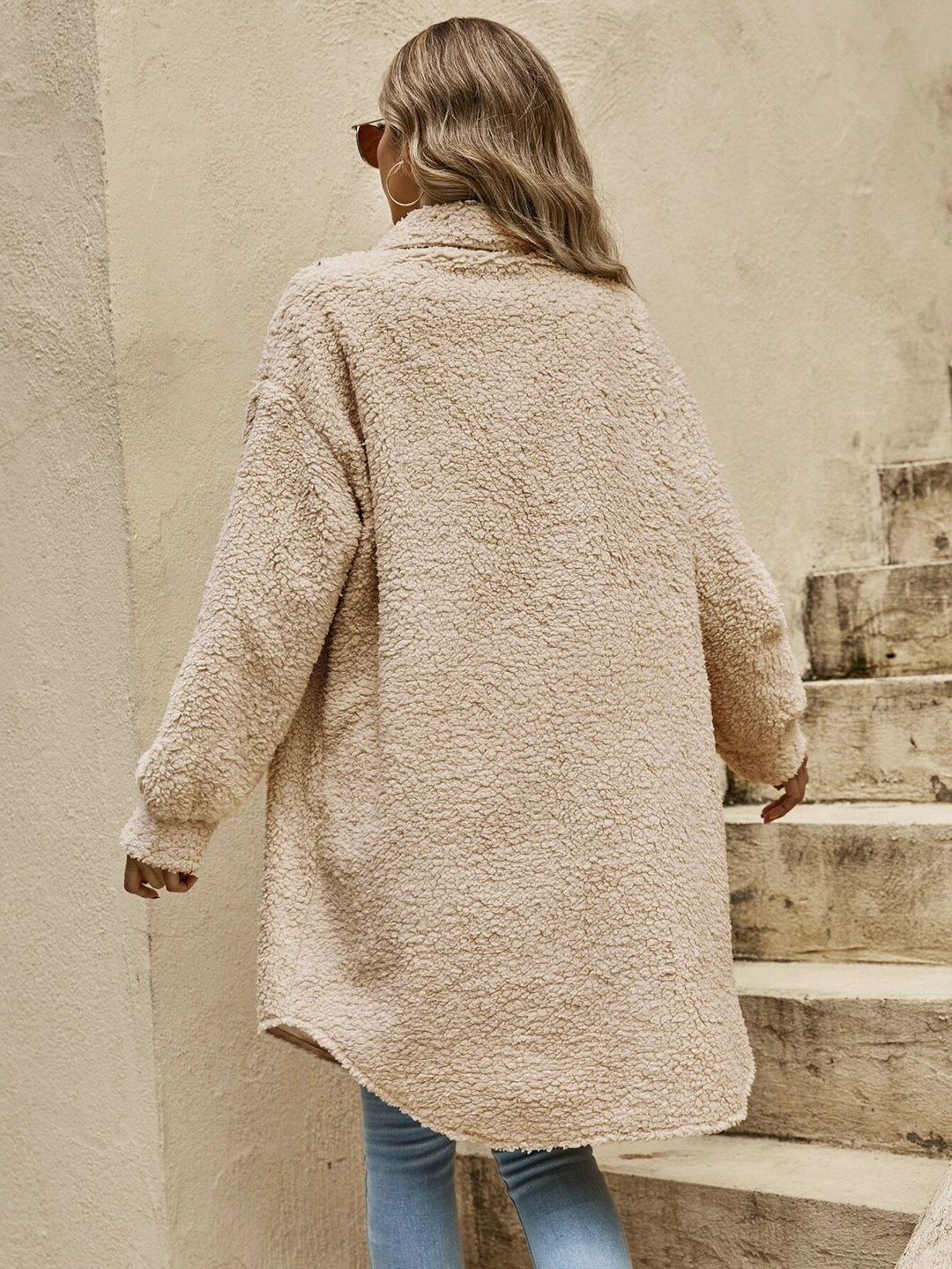 Damen Winterjacke aus Teddyplüsch, lang (4)