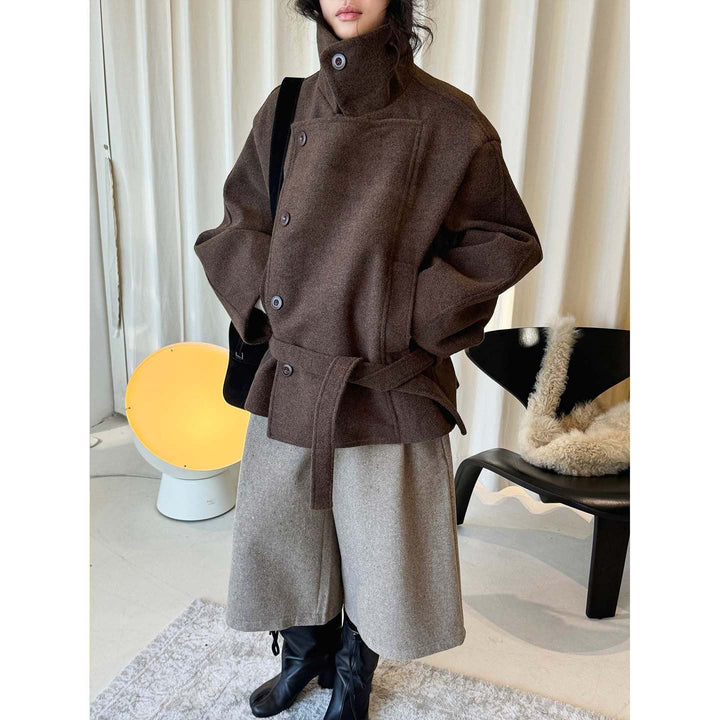 Damen Winterjacke aus Wollmix mit Gürtel (3)