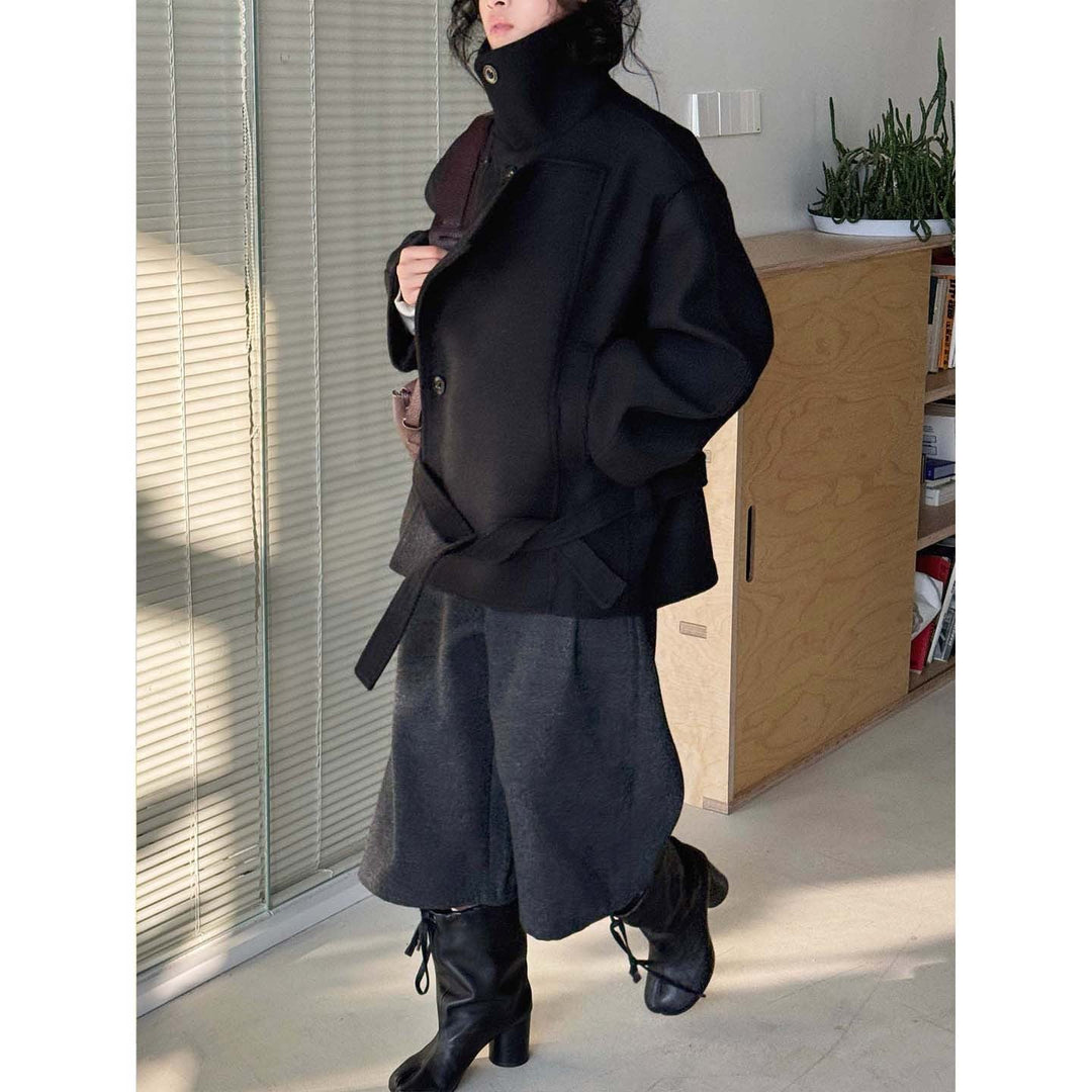 Damen Winterjacke aus Wollmix mit Gürtel (4)