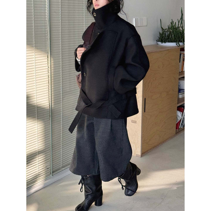 Damen Winterjacke aus Wollmix mit Gürtel (4)