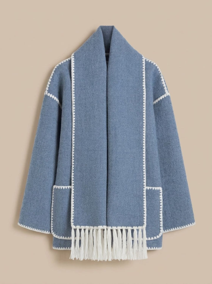 Damen Winterjacke für den Alltag im Cape-Stil in Blau