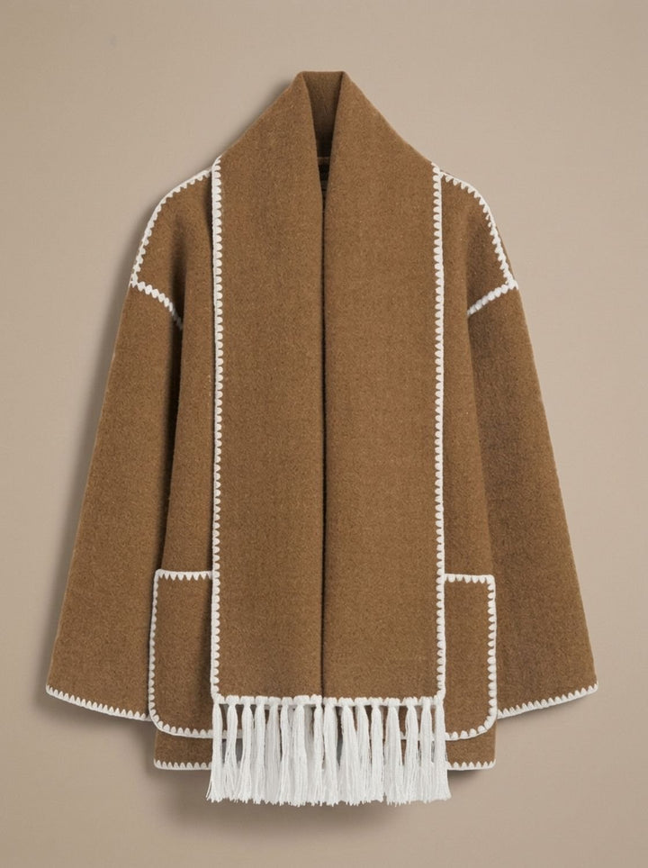 Damen Winterjacke für den Alltag im Cape-Stil in Braun