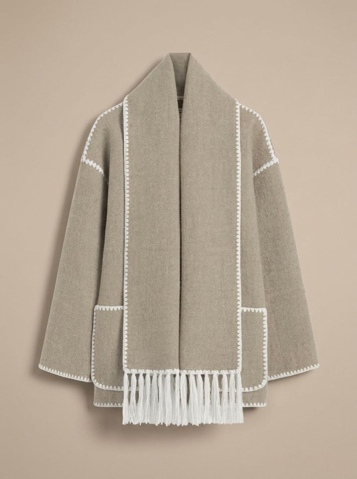Damen Winterjacke für den Alltag im Cape-Stil in Grau