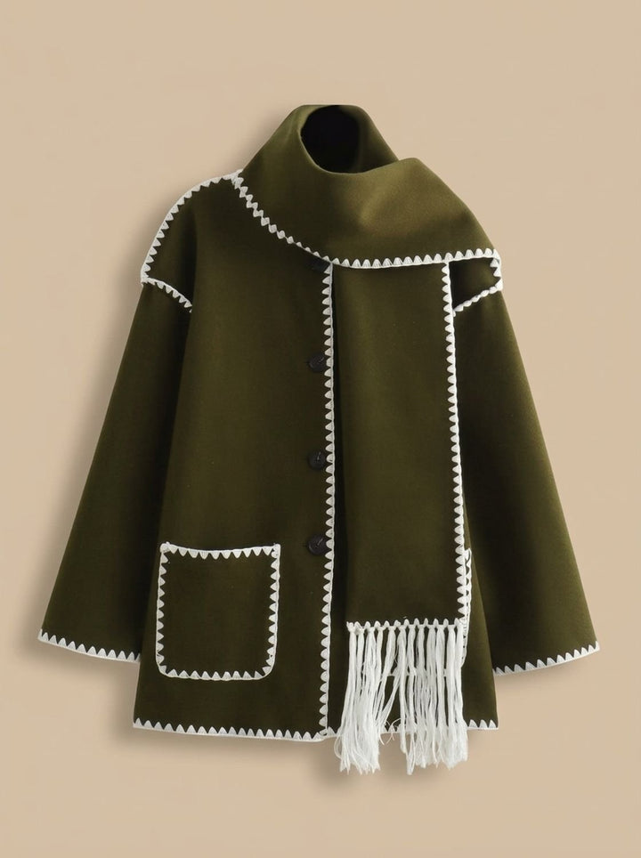 Damen Winterjacke für den Alltag im Cape-Stil in Grün