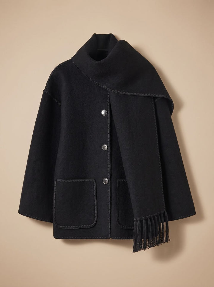 Damen Winterjacke für den Alltag im Cape-Stil in Schwarz