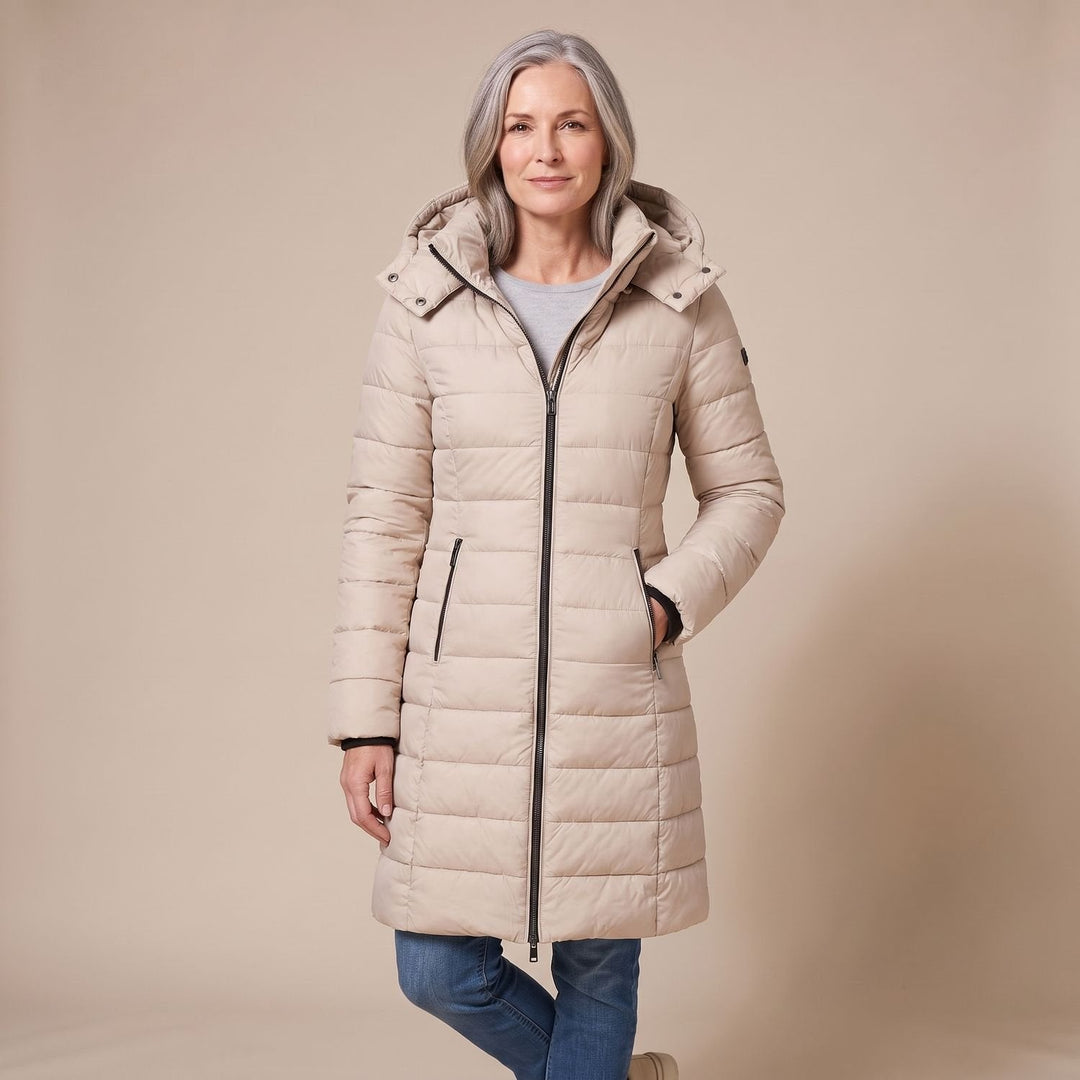 Damen Winterjacke für den Alltag mit Kapuze in Khaki