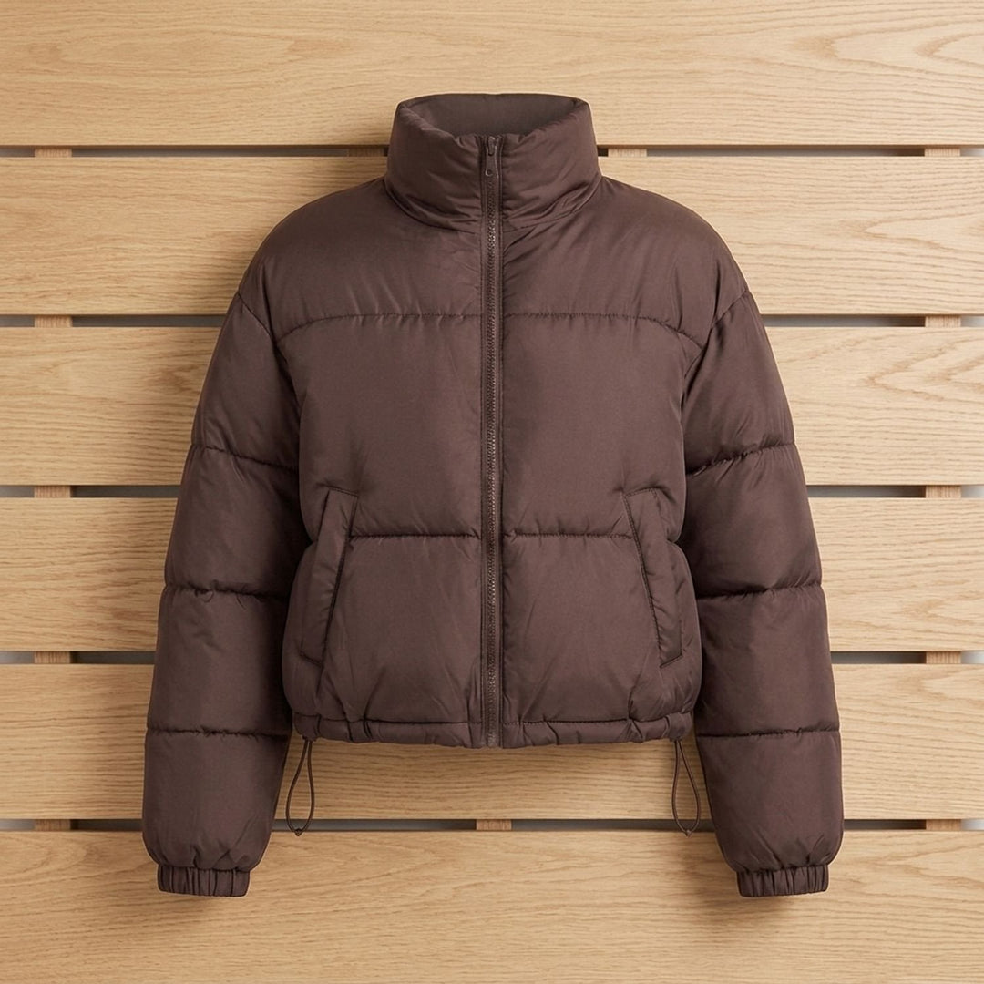 Damen Winterjacke gesteppt im Kurzschnitt in Braun