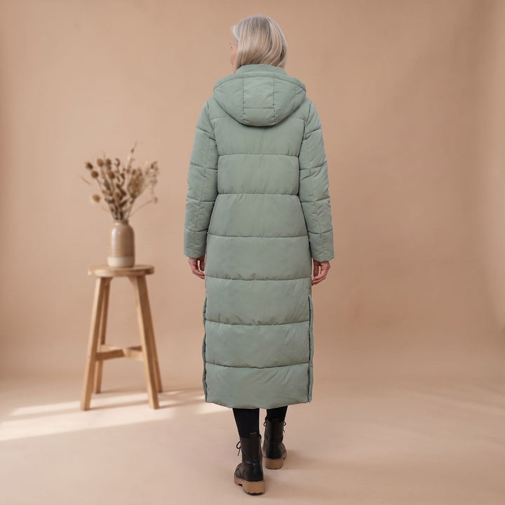 Damen Winterjacke Gesteppt Midi mit Kapuze (12)